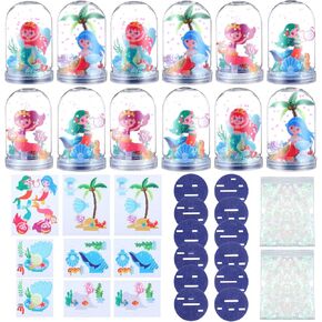 Shappy 12 مجموعة Mermaid Snow Globe Craft Kit Make Your Mermaid Snow Globes Holiday Glitter Mermaid Snow Globe Making Kit Plastic DIY Snow Globe for Home Antives Girls Girls Party Supplies Supplies