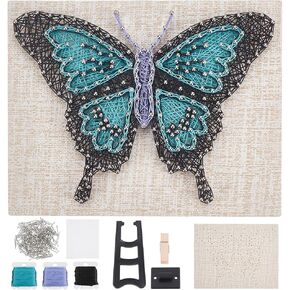 Webeedy DIY Blue Butterfly String Art Kit للبالغين المبتدئين 3D Animal String Crafts Kit و Arts Crafts Kit تشمل جميع الملحقات اللازمة والإطار ، وديكور الجدار المنزلي عيد الميلاد هدية فريدة من نوعها