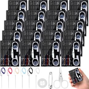 Knitgrip 48 Boxes Pre Threaded Needle Kit, Mini Travel Sewing Kit Include Scissors Needles Threads Pin Buttons Portable Sewing Tools for Beginner DIY Sewing Supplies, Each Box with 16 Pieces