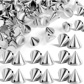 jyvivid 100 pcs spike cone studs ، مسامير المسامير للحرف اليدوية ، والخياطة الشرير على الأزرار ، والأزرار والمسامير للجلد ، والملابس ، والأحذية ، والملحقات (الفضة ، 8 ملم)