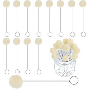 12pcs Wool Daubers Ball Brush Leather Dye Tool Dyeing Applicator with Metal Handle for Dying Staining DIY Crafts Projects Applicator Tool for Leather Dye Gluing Shoe Shine Polish