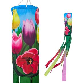 Madrona Brands Tulip Flowers Windsock | متينة دخن معلقة في الهواء الطلق | ساحة ، حديقة ، فناء ، المنزل والمزيد | 48 بوصة
