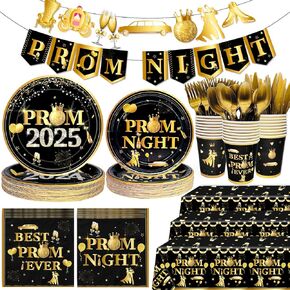 Higzyovn 179pcs ديكورات حفلة موسيقية للحفلة 2025 لوحات حفلة موسيقية ومناديل 2025 Prom 2025 Decorations Prom Party Supplies مع شعار ليلة حفلة موسيقية