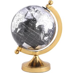 5" Black Globe of The World with Gold Stand (NOT PLASTIC!) For Bookcase Decorative Home Desk Table Office Decor Bookcase Shelf Decor Globe 5 Inch