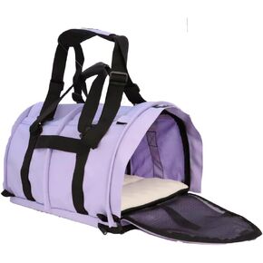 شركة Sturdibag Carge Pet Carrier: مقصورة لحيوانات أليفة ، وارتفاع مرن للقطط والكلب ناعمة مع مقاطع السلامة وأشرطة حزام الأمان | Lavender ، 18 "× 12" × 12 "(PN: SB2D-PRO-LAV)