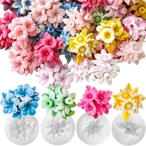 4pcs Flower Silicone Molds Scented Candles Soap Making Kit Candle Molds for Candle Making Supplies Sunflower Daffodils Petunia Plumeria Flower Silicone Mold for DIY Plaster Resin Floral Crafts