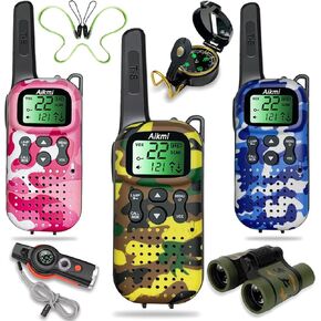 Walkie Talkies for Kids Toys Boys Gifts Aged 5+ Long Range 2 Way Radio for Camping Hunting Hiking Outdoor Game 6 7 8 9 10 Year Old Birthday Present for Kids (Green Green Blue)