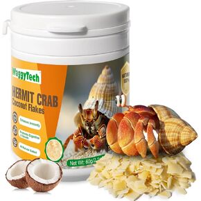 Food Crab Food - علاج جوز الهند المخبوزة ، جوز الهند المجفف الطبيعي لسرطان البحر ، ناسك ناسكًا مجانيًا وسهل الهضم - وجبات خفيفة مثالية للسلطعون ، وملحقات السلطعون المقرمشة واللذيذة | 60g