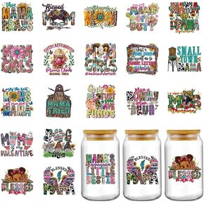 Mama UV DTF Cup Wrap - 20 Sheets Mama Is My Valentine UV DTF Tumbler لفات للزجاج 16 أوقية ، وشراب الآيس كريم ملصقات نقل ماء لزجاجة ماء مجلة القدح ديكور ديكورس عيد الأم.