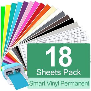 Smart Adhesive Vinyl Permanent Cricut Joy Film: 5.5 X 12 in (18 Packs) Craft Transfer Vinyl Film Plotter Set for Laptops, Phones, Walls
