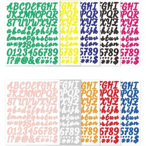 10 Sheets of Self-Adhesive Large Letter Stickers, Rainbow Color Alphabet Vinyl Decals for Crafts, Scrapbooking, Mailbox, Window, Poster. Letter Stickers Large, Capital & Lowercase Included