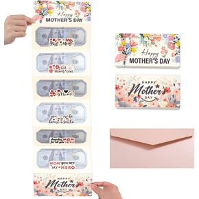 Pink Happy Mother Day Money Envelope for Cash, DIY Money Holder with 6 Slots for Cash, Surprise Card Holder for Mother, Money Gift Card for Men Women