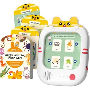 Alilo Kids Learning Tablet للأطفال الصغار 2-5 ، ألعاب تعليمية خالية من الشاشة ، مع 47 بطاقة فلاش على الوجهين لتعلم 180 كلمة ولعب 180+ ألعاب منطقية ، وهدايا للأعمار 2 3 4 سنوات الأولاد الفتيات
