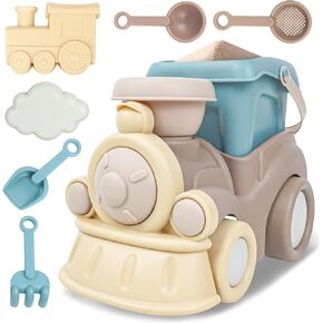 Beach Toys for Toddlers - Kids Sand Toy Set with Beach Truck, Bucket, Shovel, Rake, Scoop, Trowel, Sieve and Bonus Mesh Bag - Travel Beach Sand Toys for Kids 1 2 3 4 5