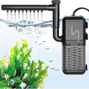 AQQA Aquarium Filter, 600L/H Internal Fish Tank Filters with Aeration & Rainfall, 6W Quiet Fish Tank Filter Pump for Tanks up to 52 Gallon