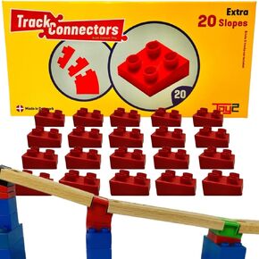 Toy2 Wooden Train Track Accessories - موصلات المسار لمجموعة القطار الخشبية والبناء الطوب - ألعاب تعليمية لصناديق STEM ، ومجموعات بناء الألعاب وألعاب التعلم تتبع المنحدرات ، و 20 PCS