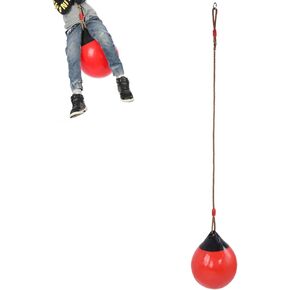 Buoy Ball Swing,29cm/11.4in Red Small Inflatable Ball Swing Seat with Hanging Rope Chain, High Strength, Strong Toughness Playthings Hanging Swings Backyard Play Set for Indoor Outdoor Garden Par