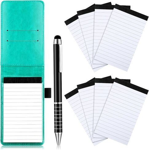 Outus 10 Pcs Mini Pocket Notepad Holder Set Included Mini Pocket Notepad Holder with 50 Lined Sheets, Metal Pen, 8 Pcs 3 x 5 Inch Memo Book Refills, 30 Lined Paper Per Note Pad (Purple) in Saudi Arabia