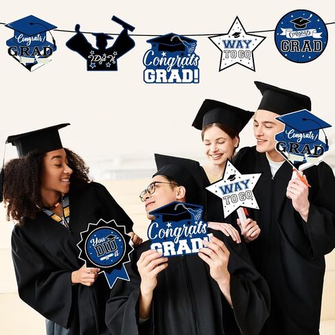 24Pcs Graduation Party Decorations Class of 2025, Graduation Centerpieces for Tables, 2025 Congrats Grad Party Centerpiece Stick Table Toppers for Graduation Party Supplies (Blue) in Saudi Arabia
