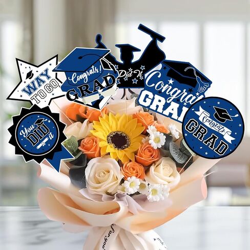 24Pcs Graduation Party Decorations Class of 2025, Graduation Centerpieces for Tables, 2025 Congrats Grad Party Centerpiece Stick Table Toppers for Graduation Party Supplies (Blue) in Saudi Arabia