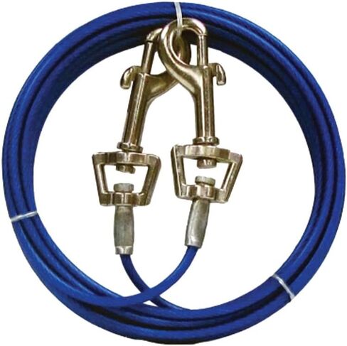 Rocky Mountain Code Tie Out Out - Cable Tether Tether Cable للكلاب المتوسطة تصل إلى 35 رطلاً - 4 نقاط دوارة لتقليل التشابك - مقاطع دوارة سهلة المفتوحة (30 قدمًا) سهلة (30 قدمًا) in Kuwait