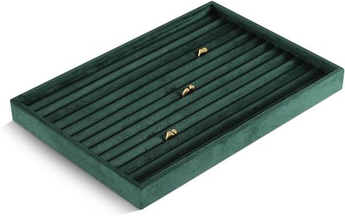 Velvet Necklace Display Tray, Stackable Pendant Storage Tray, 24 Grid Insert Necklace Holder Plate, Jewelry Shop Makeup Table Top Organizers in Kuwait
