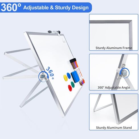 3 in 1 Magnetic Desktop Whiteboard with Stand-12 x16-with 2 Removable Soft Magnetic Planners -Monthly Calendar & Weekly Planner Whiteboards, 8 Markers, 4 Magnets, 1 Eraser-ZMRC-B-3040 in Kuwait