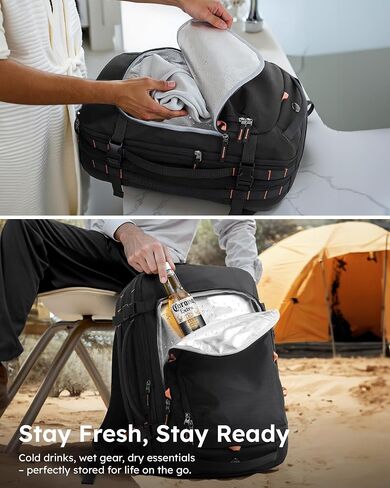 حقيبة ظهر Tolaccea Travel Backpack ، TSA Friendly Flight Abded On Argage Argage مقاومة للمياه ، وحمامات تجارية متينة للكمبيوتر ، حزمة Daypack متينة تصل إلى 15.6 بوصة ، 35-45L قابلة للتوسيع-أسود قابلة للتوسيع in Kuwait