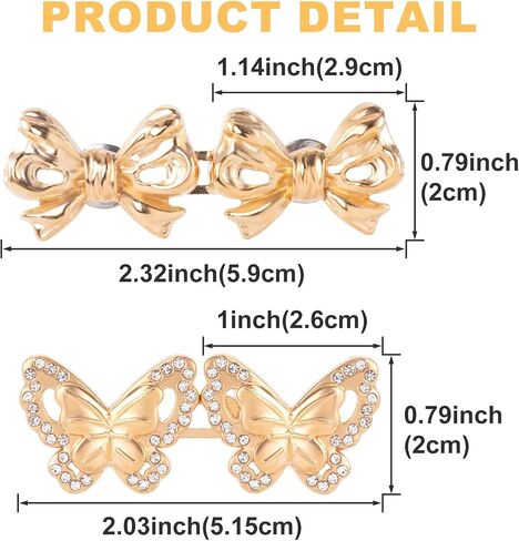 4 Sets Waist Tightener Button for Women, No Sewing Bow Jeans Tightener Pin, Detachable Bow Waist Knot Clip for Pants Skirt Waist Too Loose Big- Silver & Black in Saudi Arabia