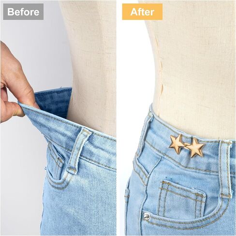 4 Sets Waist Tightener Button for Women, No Sewing Bow Jeans Tightener Pin, Detachable Bow Waist Knot Clip for Pants Skirt Waist Too Loose Big- Silver & Black in Kuwait