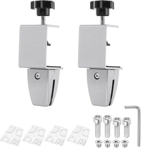 PATIKIL 1.7x1.3x2.4" Desk Divider Support Clamp, 2 Pcs Aluminum Desk Shield Clamp Desk Divider Partition Clamp Sneeze Guard Clamp Bracket for Office Home Desk Panel, Silver in Kuwait
