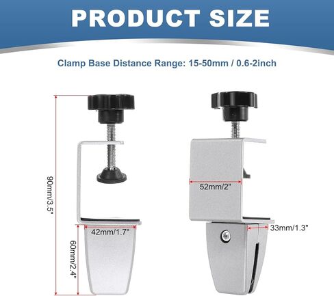 PATIKIL 1.7x1.3x2.4" Desk Divider Support Clamp, 2 Pcs Aluminum Desk Shield Clamp Desk Divider Partition Clamp Sneeze Guard Clamp Bracket for Office Home Desk Panel, Silver in Kuwait