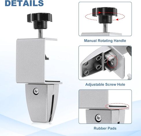 PATIKIL 1.7x1.3x2.4" Desk Divider Support Clamp, 2 Pcs Aluminum Desk Shield Clamp Desk Divider Partition Clamp Sneeze Guard Clamp Bracket for Office Home Desk Panel, Silver in Kuwait