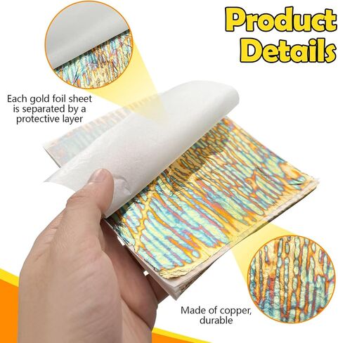 صفائح أوراق الذهب المتنوعة Sekonow 50pcs ، ملونة من أوراق الذهب الذهب ورقة لوكيل الورق لزخرفة مذهب ، 5.5 "× 5.5" ، شريط in Kuwait