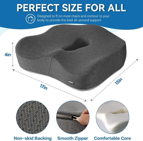 Ultimate Comfort Office Chair Cushion Set - Relieve Sciatica, Back Pain, and Tailbone Discomfort with Lumbar Support Pillow and Seat Cushion - Perfect for Home, Office, and Gaming Chair in Saudi Arabia