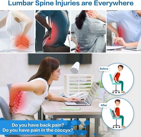 Ultimate Comfort Office Chair Cushion Set - Relieve Sciatica, Back Pain, and Tailbone Discomfort with Lumbar Support Pillow and Seat Cushion - Perfect for Home, Office, and Gaming Chair in Saudi Arabia