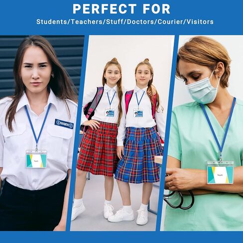 Segarty Lanyards for ID Badges, 100pcs Bulk Blue Key Name Card Neck Badge Lanyard Nylon Strap with Swivel Clasps Hooks Clips for Adults Kids Office School Teachers Students Cruise Employees in Kuwait