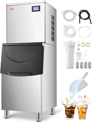 VEVOR Commercial Ice Maker Machine, 360LBS/24H Ice Making Machine with 250LBS Large Storage Bin, Auto Self-Cleaning Ice Maker Machine with Touchscreen for Bar Cafe Restaurant Business Commercial in Kuwait