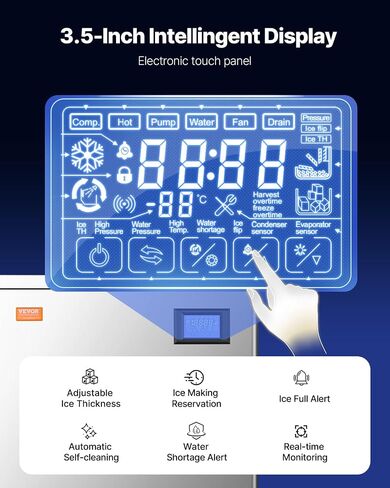 VEVOR Commercial Ice Maker Machine, 360LBS/24H Ice Making Machine with 250LBS Large Storage Bin, Auto Self-Cleaning Ice Maker Machine with Touchscreen for Bar Cafe Restaurant Business Commercial in Kuwait