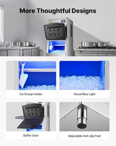 VEVOR Commercial Ice Maker Machine, 360LBS/24H Ice Making Machine with 250LBS Large Storage Bin, Auto Self-Cleaning Ice Maker Machine with Touchscreen for Bar Cafe Restaurant Business Commercial in Kuwait