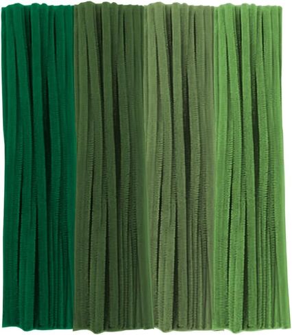 Green Pipe Cleaners, 100 Pieces Chenille Stems Craft, 12 inch Long Fluffy Pipe Cleaners for Creative DIY Art Craft Projects, Home Decoration Supplies (6 mm x 30 cm, Green Series-4 Colors) in Kuwait