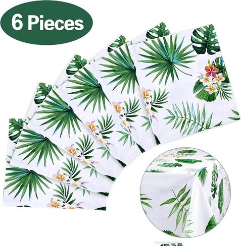 3 Pack Hawaiian Luau Tablecloths for Party Decoration, Hawaii Disposable Plastic Rectangular Table Covers, Aloha Tropical Palm Leaves Table Cloth, Summer Beach Kids Birthday Cocktail Party Supplies in Kuwait
