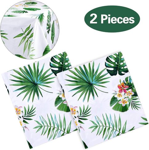 3 Pack Hawaiian Luau Tablecloths for Party Decoration, Hawaii Disposable Plastic Rectangular Table Covers, Aloha Tropical Palm Leaves Table Cloth, Summer Beach Kids Birthday Cocktail Party Supplies in Kuwait