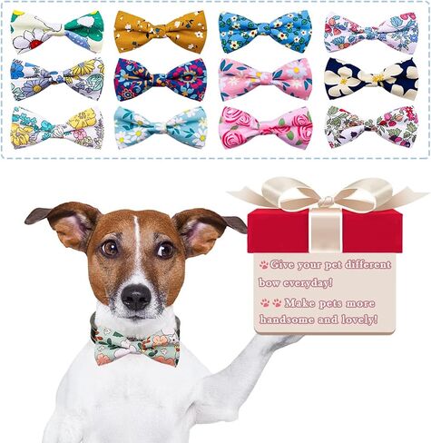 PET SHOW Wholesale 50pcs Floral Small Dogs Collar Attachment Bow Ties Embellishment Medium Large Dog Puppies Cats Collar Charms Accessories Bulk Slides Bowties in Saudi Arabia