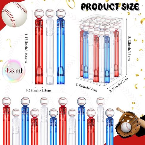 24 Pcs Baseball Bubble Wands Baseball Party Favors Birthday Bubble Wand Bulk Baseball Themed Party Decorations for Outdoor Summer Classroom Party Supplies Kids Goodie Bags Filler in Kuwait