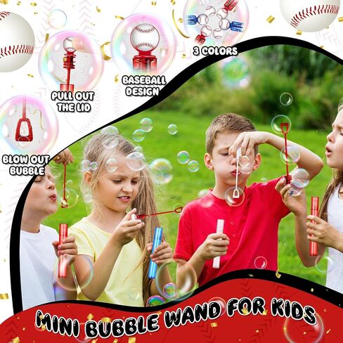 24 Pcs Baseball Bubble Wands Baseball Party Favors Birthday Bubble Wand Bulk Baseball Themed Party Decorations for Outdoor Summer Classroom Party Supplies Kids Goodie Bags Filler in Kuwait