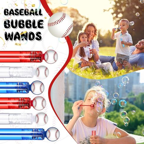 24 Pcs Baseball Bubble Wands Baseball Party Favors Birthday Bubble Wand Bulk Baseball Themed Party Decorations for Outdoor Summer Classroom Party Supplies Kids Goodie Bags Filler in Kuwait