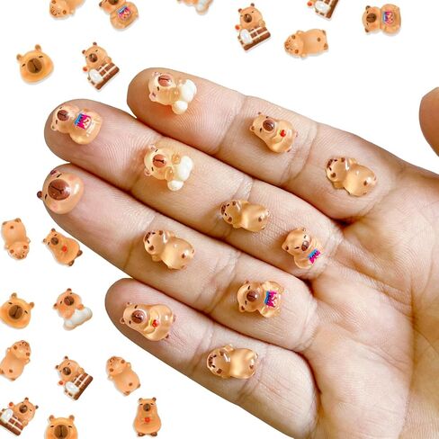 100PCS Mini Capybara Decor for Dollhouse Resin Tiny capybaras for Crafts Micro Miniature Capybara for Fairy Garden Dollhouse Micro Landscaping Decoration in Kuwait