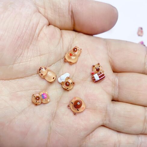 100PCS Mini Capybara Decor for Dollhouse Resin Tiny capybaras for Crafts Micro Miniature Capybara for Fairy Garden Dollhouse Micro Landscaping Decoration in Kuwait