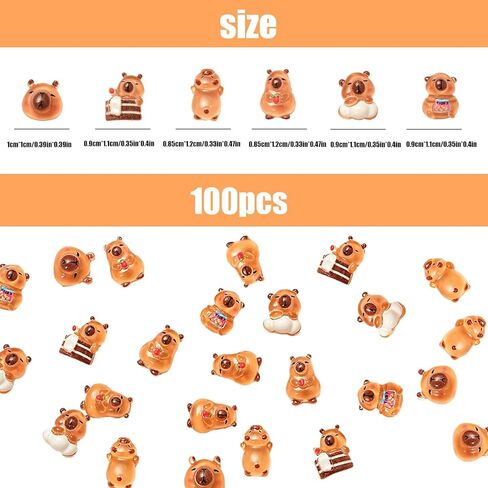 100PCS Mini Capybara Decor for Dollhouse Resin Tiny capybaras for Crafts Micro Miniature Capybara for Fairy Garden Dollhouse Micro Landscaping Decoration in Kuwait